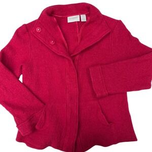 Mystic Glam Red 100% Wool Button Front Collar Chicos Romantic‎  Jacket Size 0 XS